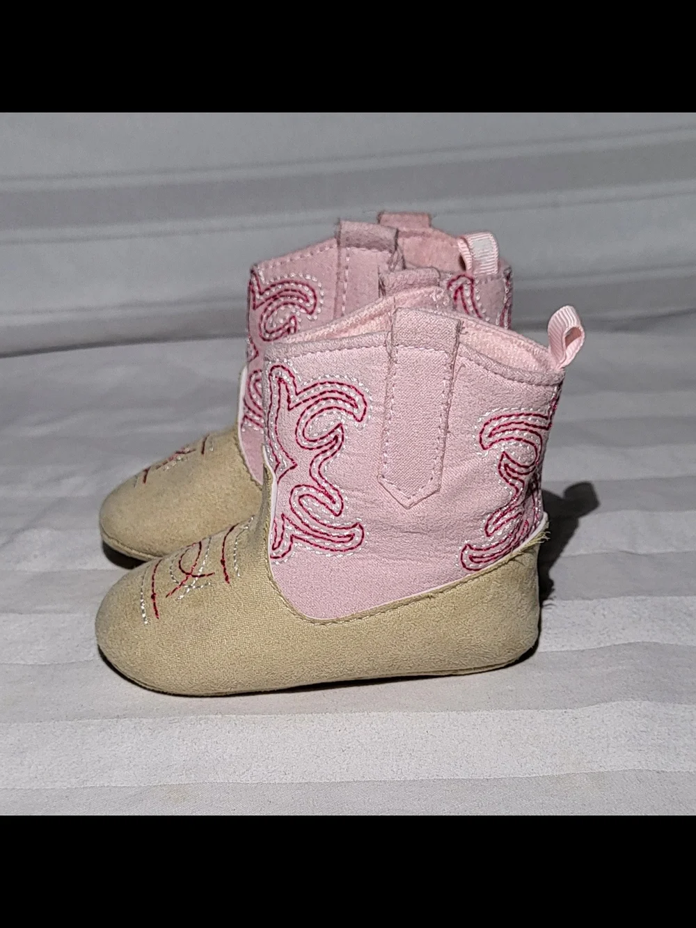 Pink & Tan Baby Western Booties - Infant Walker Shoes